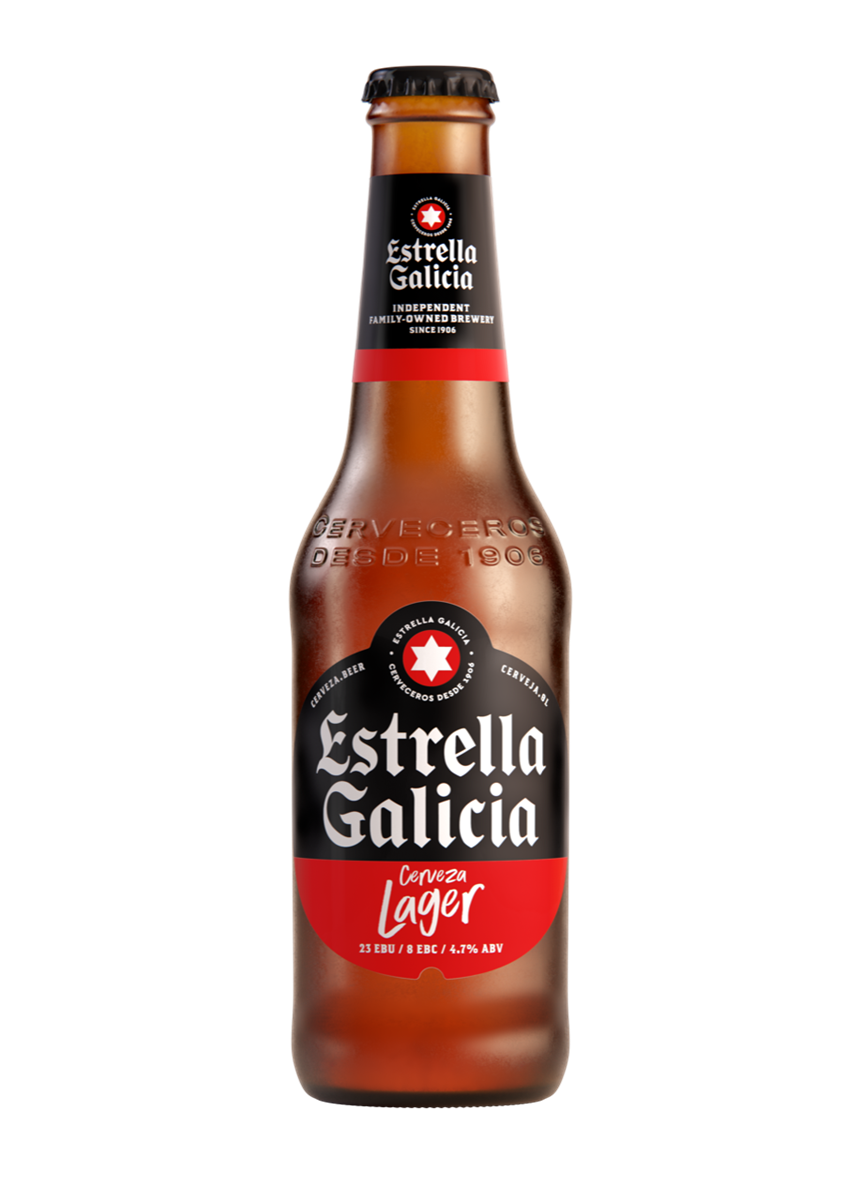 Estrella galicia 4,7 % 24/0,33 ltr flaske mack øl