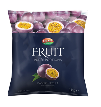 Pasjonsfrukt pure i biter 100/10 gr crops