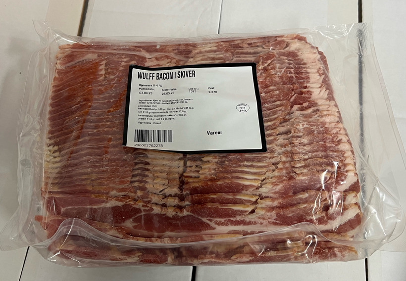 Bacon u/svor lange skiver 2,5 kg kjøl