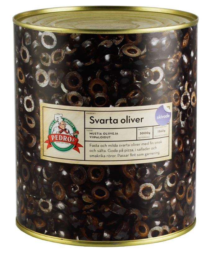 Oliven sort skivet 3 kg pedros