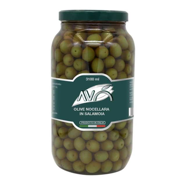 Oliven grønn nocellara i lake 3,1 lt antica