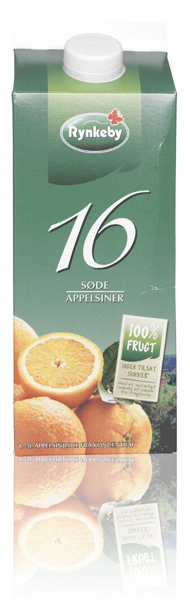 Appelsinjuice 16 søde rynkeby 1,75 lt