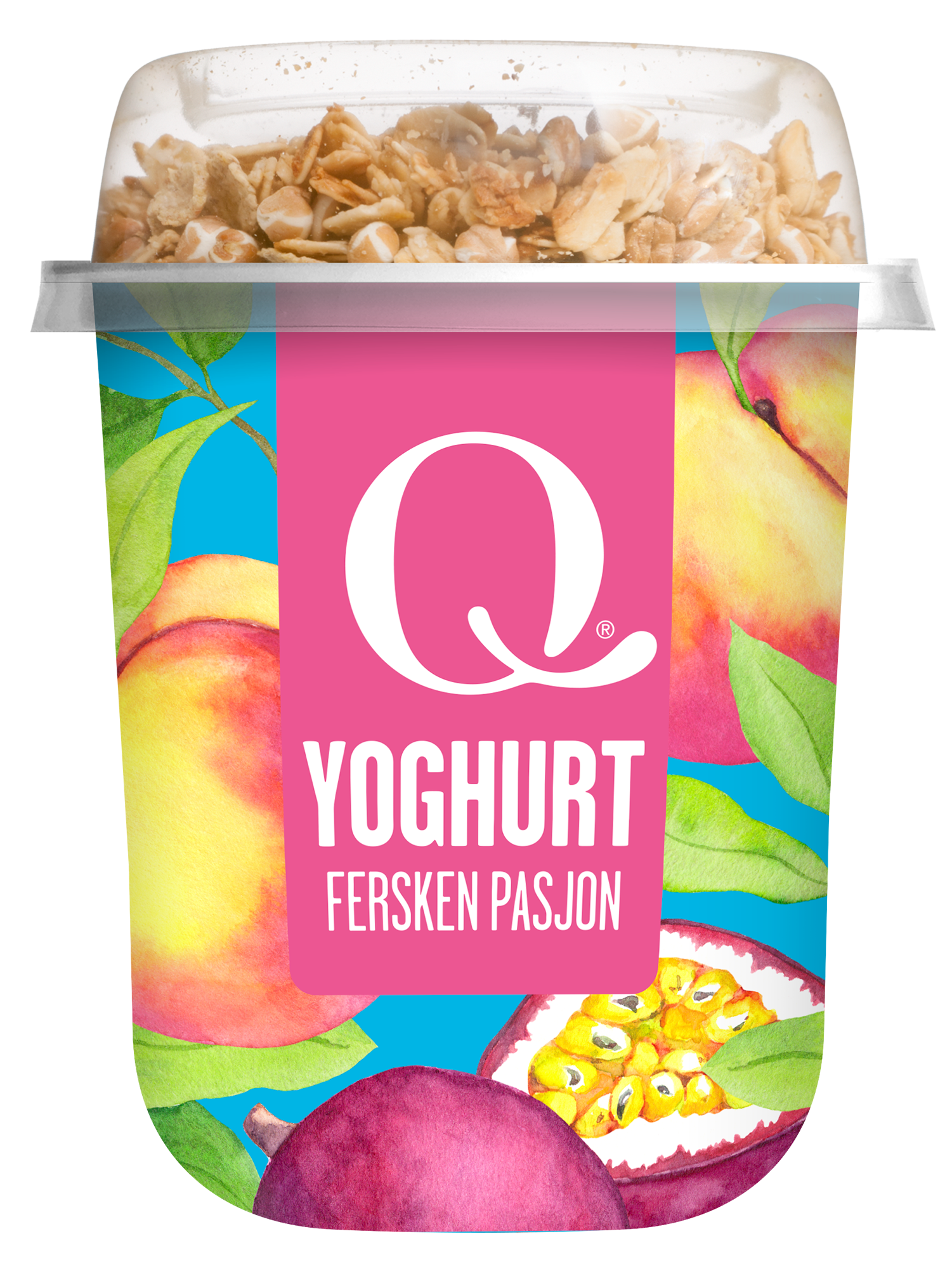 Yoghurt fersken/pasjon m/musli 10/165 g q