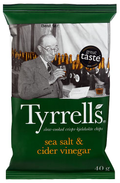 Tyrrells chips havsalt og vinegar 24/40g