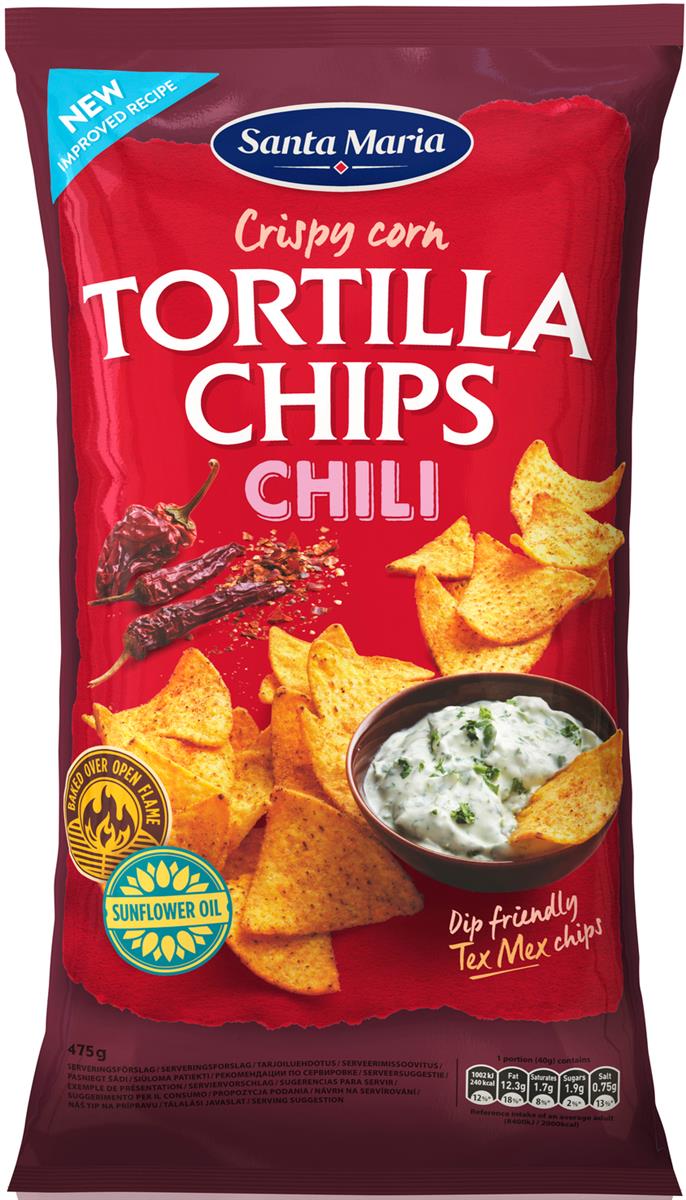 Tortilla chips chili 12/475g santa maria