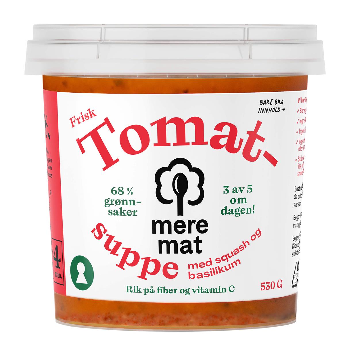 Tomat, squash og basilikum suppe glutenfri 3/530 g