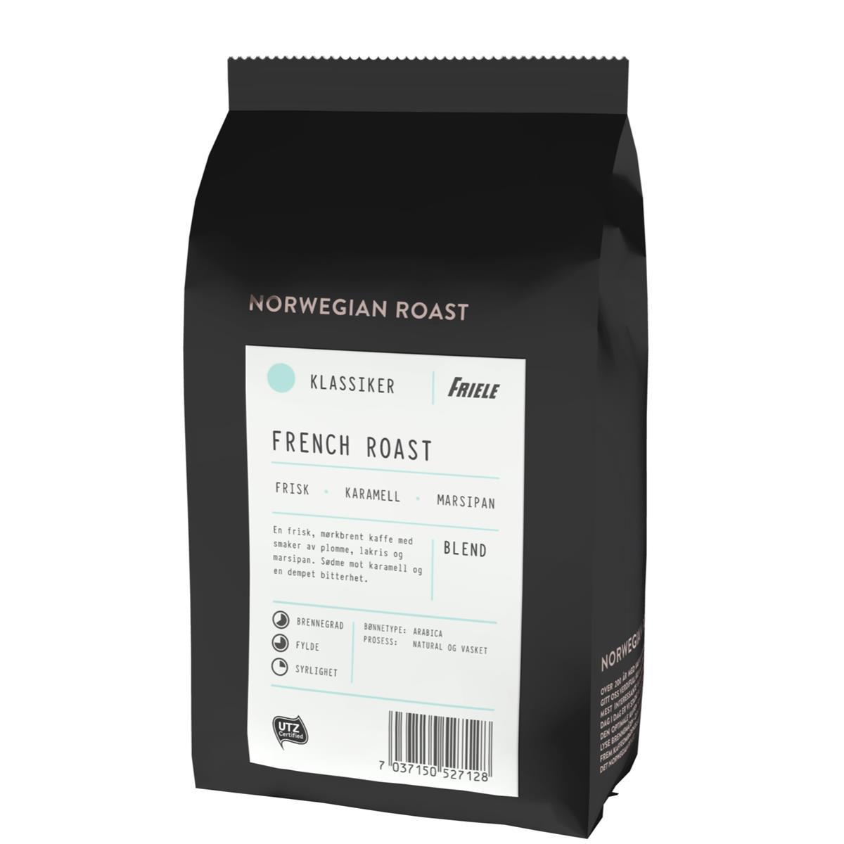Friele french roast hele kaffebønner 12/500 g